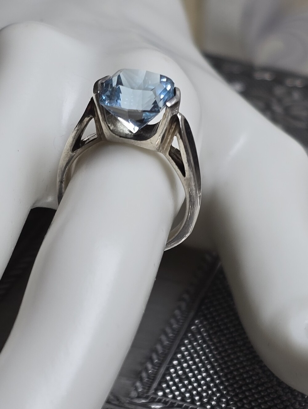 Cathedral Aquamarine 925 Sterling Silver Ring Size 6.75